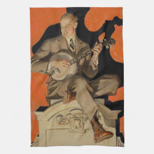 J.C. Leyendecker Banjo Player 1920 Art Deco Art Kitchen Towel