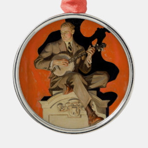 J.C. Leyendecker Banjo Player 1920 Art Deco Art Metal Ornament