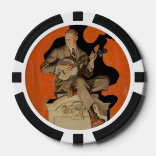 J.C. Leyendecker Banjo Player 1920 Art Deco Art Poker Chips