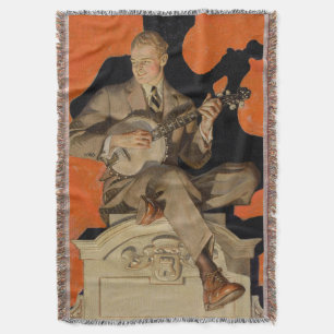 J.C. Leyendecker Banjo Player 1920 Art Deco Art Throw Blanket