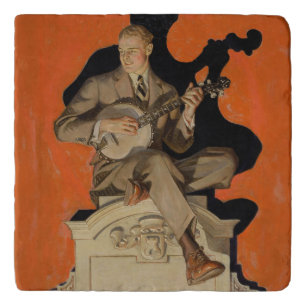 J.C. Leyendecker Banjo Player 1920 Art Deco Art Trivet