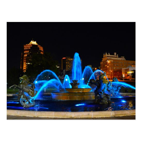 J.C. Nichols Fountain in Blue Kansas City Postcard