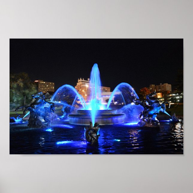 J.C. Nichols Fountain in Royal Blue, Kansas City Poster (Front)