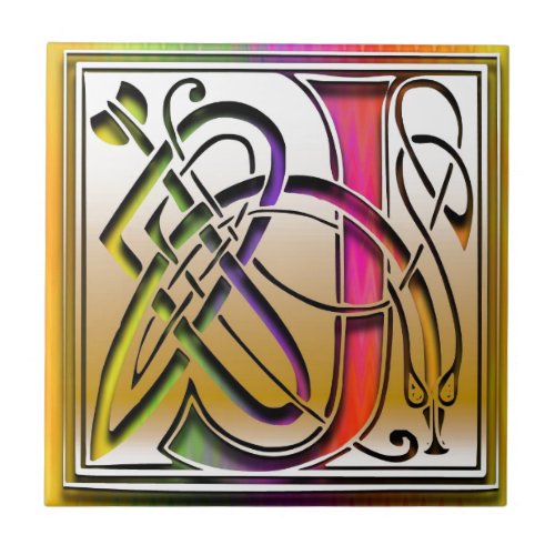 J Celtic Rainbow Custom Monogram Tile