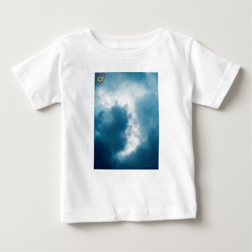 J Cloud Photo with Heart Star and Cross Baby T_Shirt
