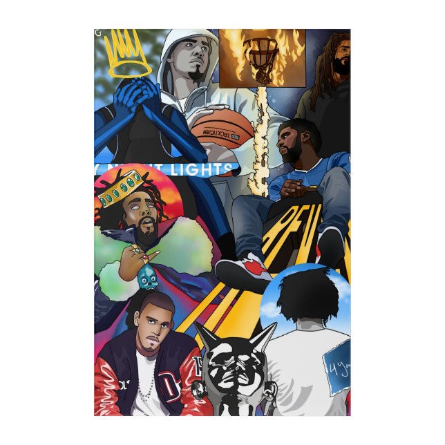 J.Cole Album Cover Mashup Poster Rap music Acrylic Print (Front)