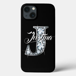 J Faux Diamond Bling Monogram iPhone 13 Case