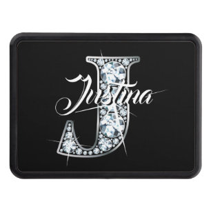 J Faux Diamond Bling Monogram Hitch Cover
