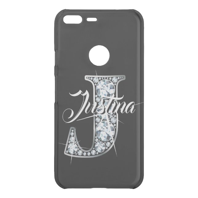 J Faux Diamond Bling Monogram Uncommon Google Pixel XL Case (Back)