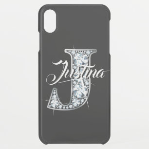 J Faux Diamond Bling Monogram iPhone XS Max Case