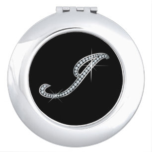J Faux-"Diamond Bling" Pill Case Compact Mirror