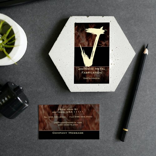 J Flame Monogram Business Card
