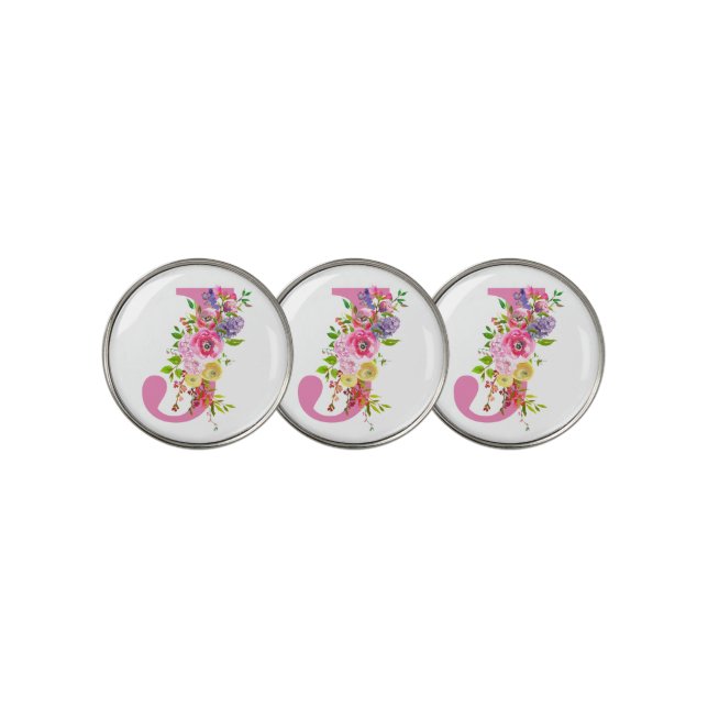J Floral Golf Ball Marker (3 Up)