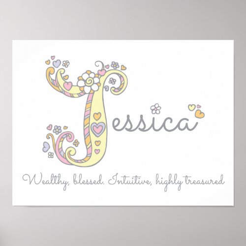 J for Jessica initial doodle art name meaning Poster