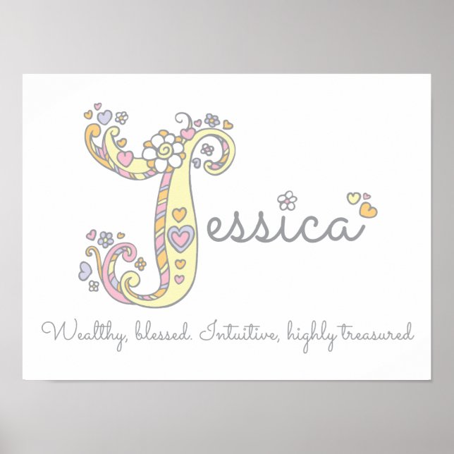 J for Jessica initial doodle art name meaning Poster (Front)