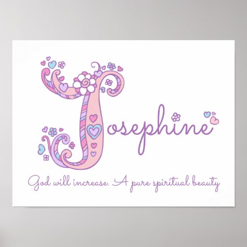 J for Josephine initial doodle art name meaning Poster