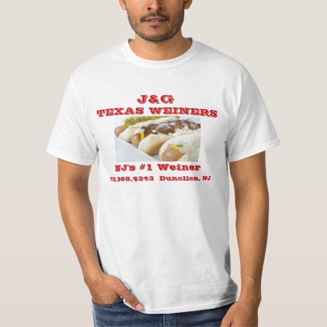 J&G Texas Weiners - Chili Dog - NJ's #1 Weiner T-Shirt (Front)