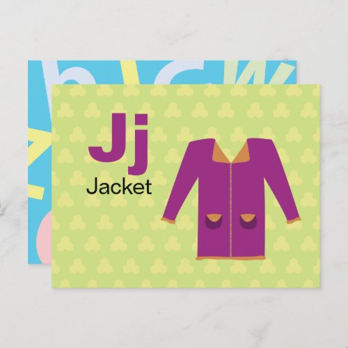 J is for Jacket _ Alphabet Flash Card