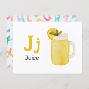 J is for Juice - Alphabet Flash Card