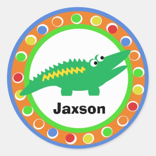 J is for Jungle Alligator Classic Round Sticker