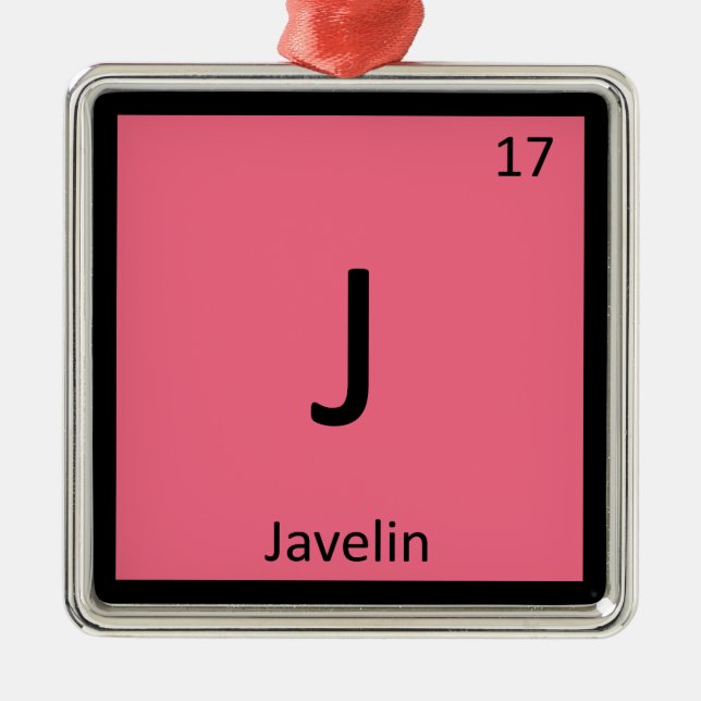 J - Javelin Track and Field Chemistry Symbol Metal Ornament (Front)