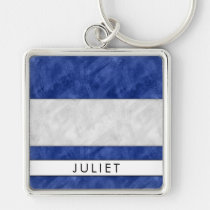 J Juliet Nautical Signal Flag + Your Name Keychain