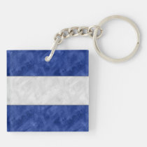 J Juliet Watercolor Nautical Signal Maritime Flag Keychain