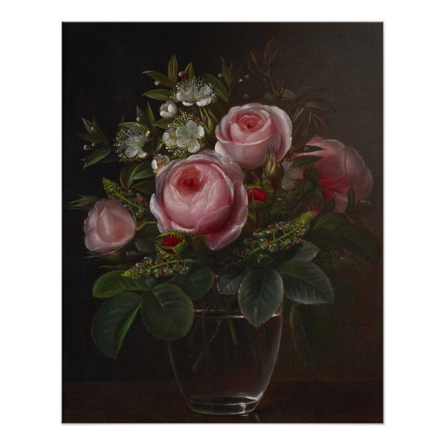 J.L. Jensen - Roses and Tree Anemones in a ... Poster (Front)