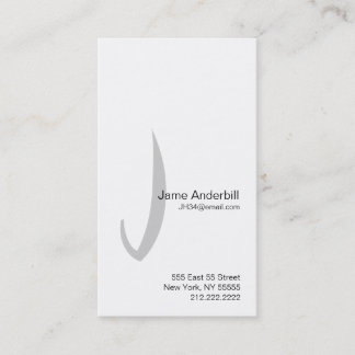 J Letter Alphabet Business Card Grey