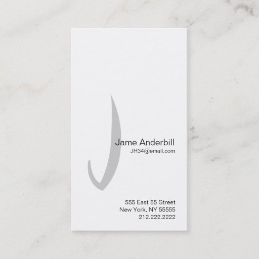 Customizable J Letter Alphabet Business Card Grey