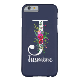 J Letter Initial Monogram Floral Custom Color Name Barely There iPhone 6 Case