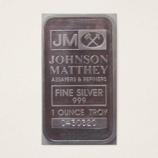 J.M. C430320 Solid One Ounce Silver Bar (Front)