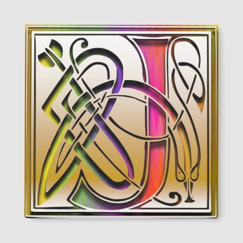 J Monogram Celtic Sunshine 2 Square Magnet