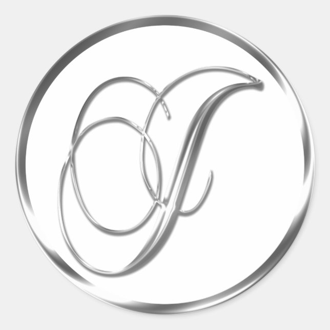 J Monogram Faux Silver Envelope Or Favor Seal (Front)