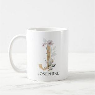 J Monogram Floral Personalized Coffee Mug