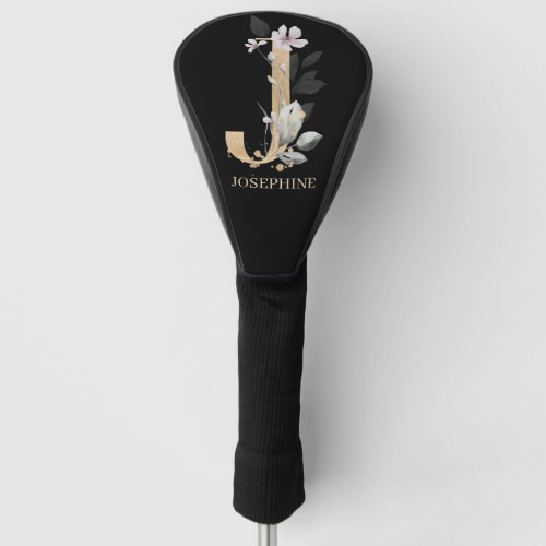 J Monogram Floral Personalized Golf Head Cover