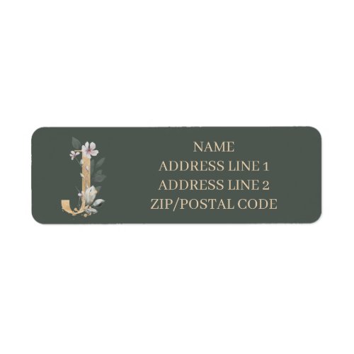 J Monogram Floral Personalized Label