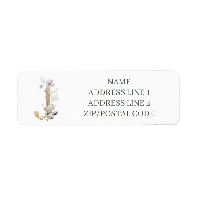 J Monogram Floral Personalized Label (Front)