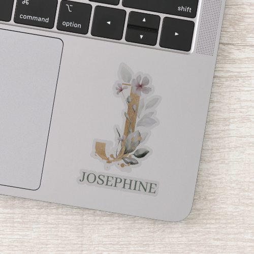 J Monogram Floral Personalized Sticker