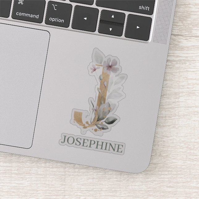 J Monogram Floral Personalized Sticker (Detail)