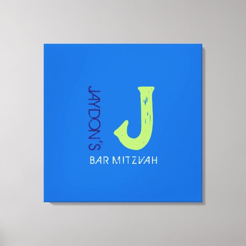 J Monogram Initial Bar Bat Mitzvah Sign-In Board