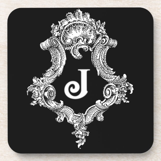 J Monogram Initial Beverage Coaster (Front)