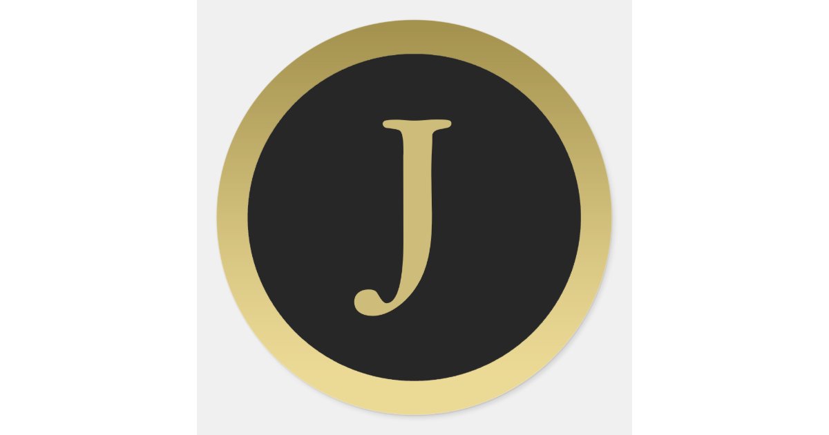 J :: Monogram J Elegant Gold and Black Sticker | Zazzle.com
