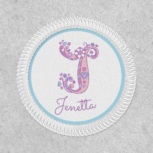 J monogram Janetta pink purple blue Patch