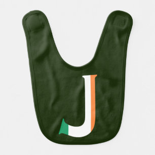 J Monogram overlaid on Irish Flag bbcnt Baby Bib