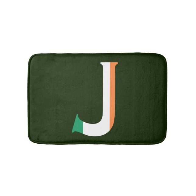 J Monogram overlaid on Irish Flag bmcnt Bath Mat (Front)