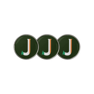 J Monogram overlaid on Irish Flag bmcnt Golf Ball Marker