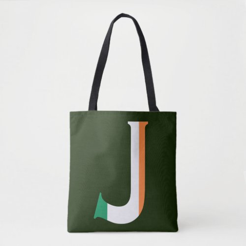 J Monogram overlaid on Irish Flag stcnt Tote Bag