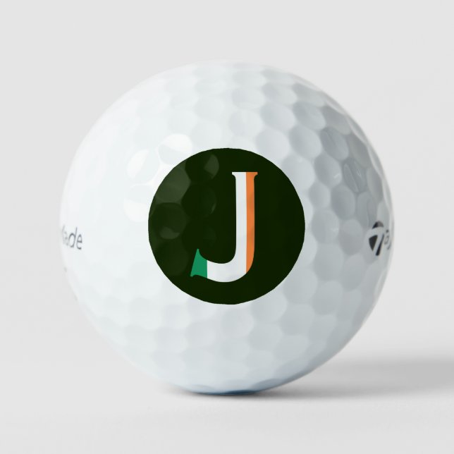 J Monogram overlaid on Irish Flag tmtp5 gbcnt Golf Balls (Front)