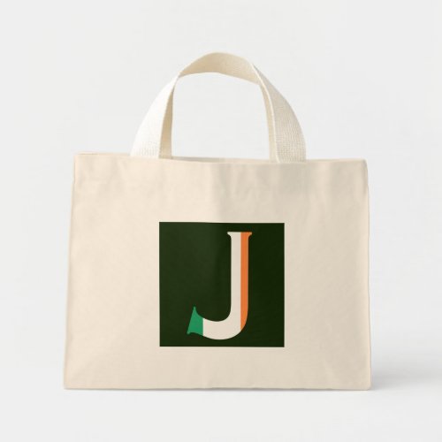 J Monogram overlaid on Irish Flag ttcnt Mini Tote Bag